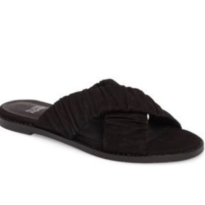 Eileen Fisher Cross Flat Black Suede Slide Sandals